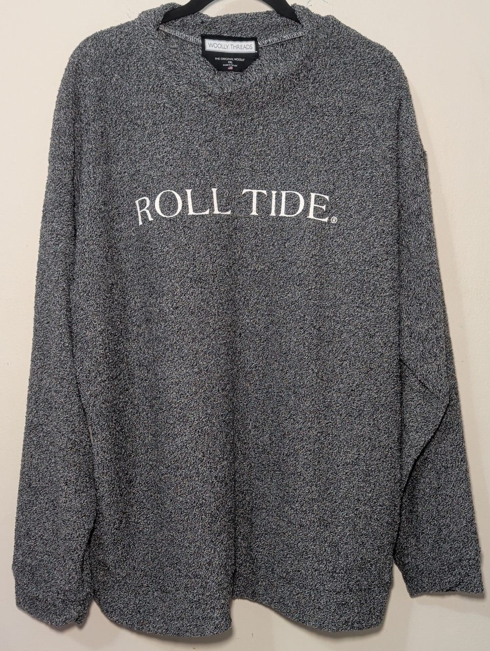 Woolly Threads Oversized Roll Tide Pullover Gray White Alabama Women's Size 2X